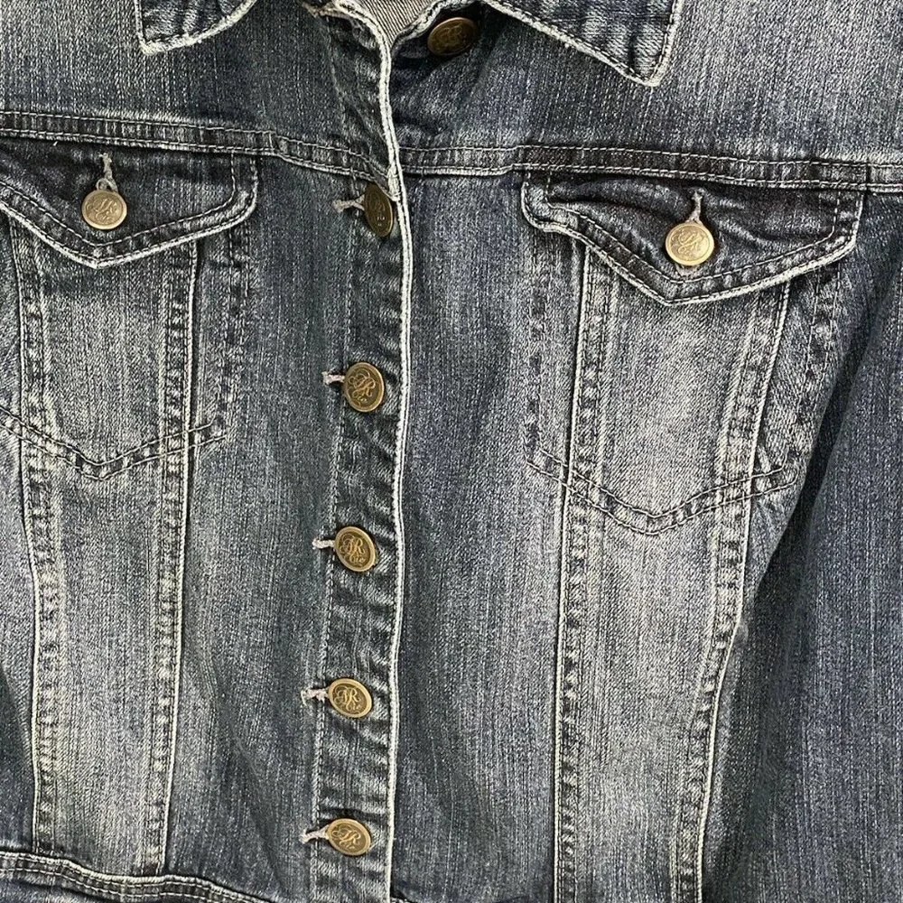 American Rag Cie Distressed Cropped Denim Jacket - Picture 4 of 12